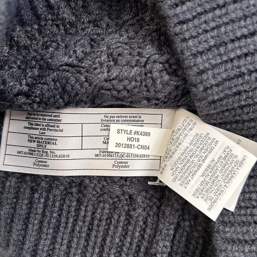 J. Crew Wool Cashmere Peacoat Gray PLUS Beanie Faux Fur Pom Basket Weave Cap - Picture 14 of 16